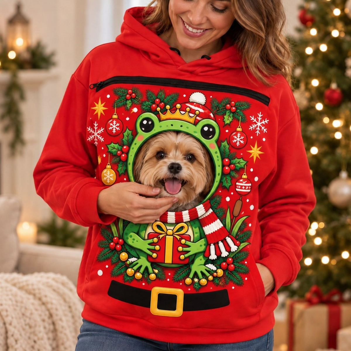 Funny Frog Pet Carrier Bonding Hoodie