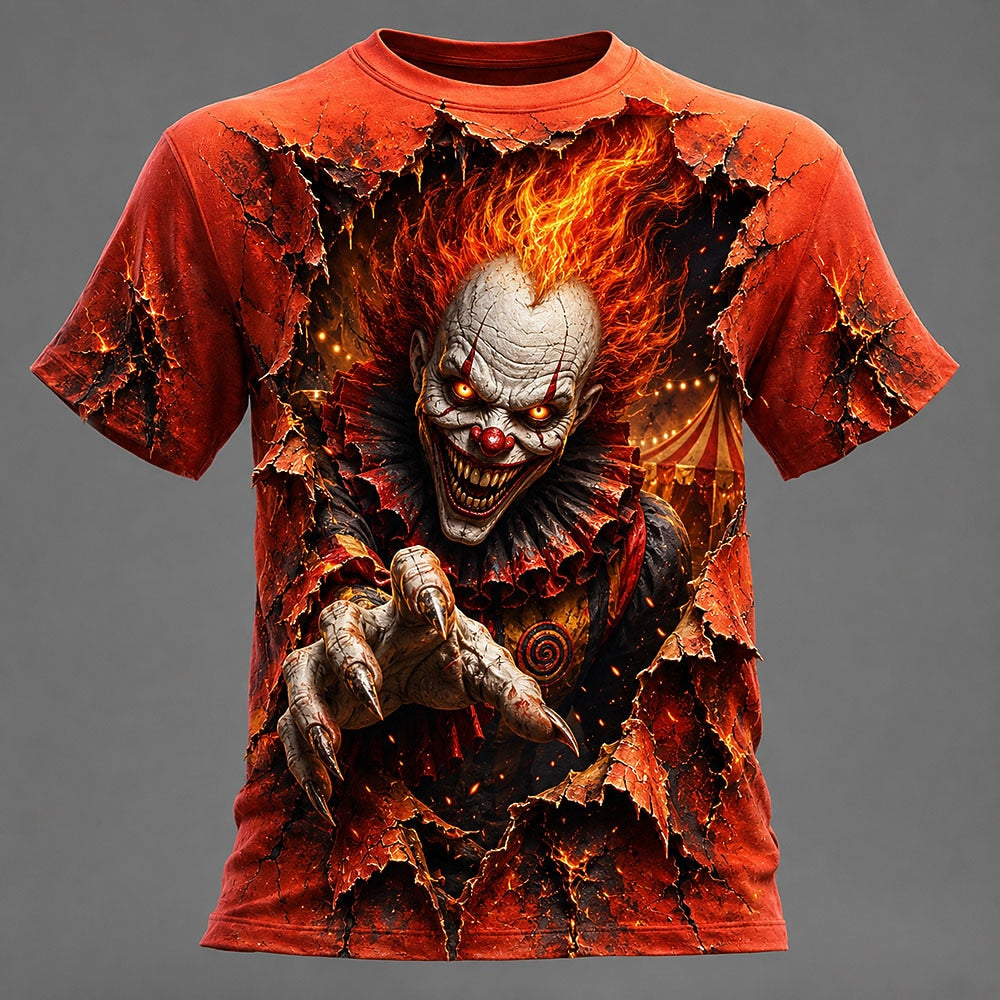 Men's Vivid Creepy Clown Halloween Tee