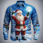 Santa Christmas Bell Casual Button Shirt