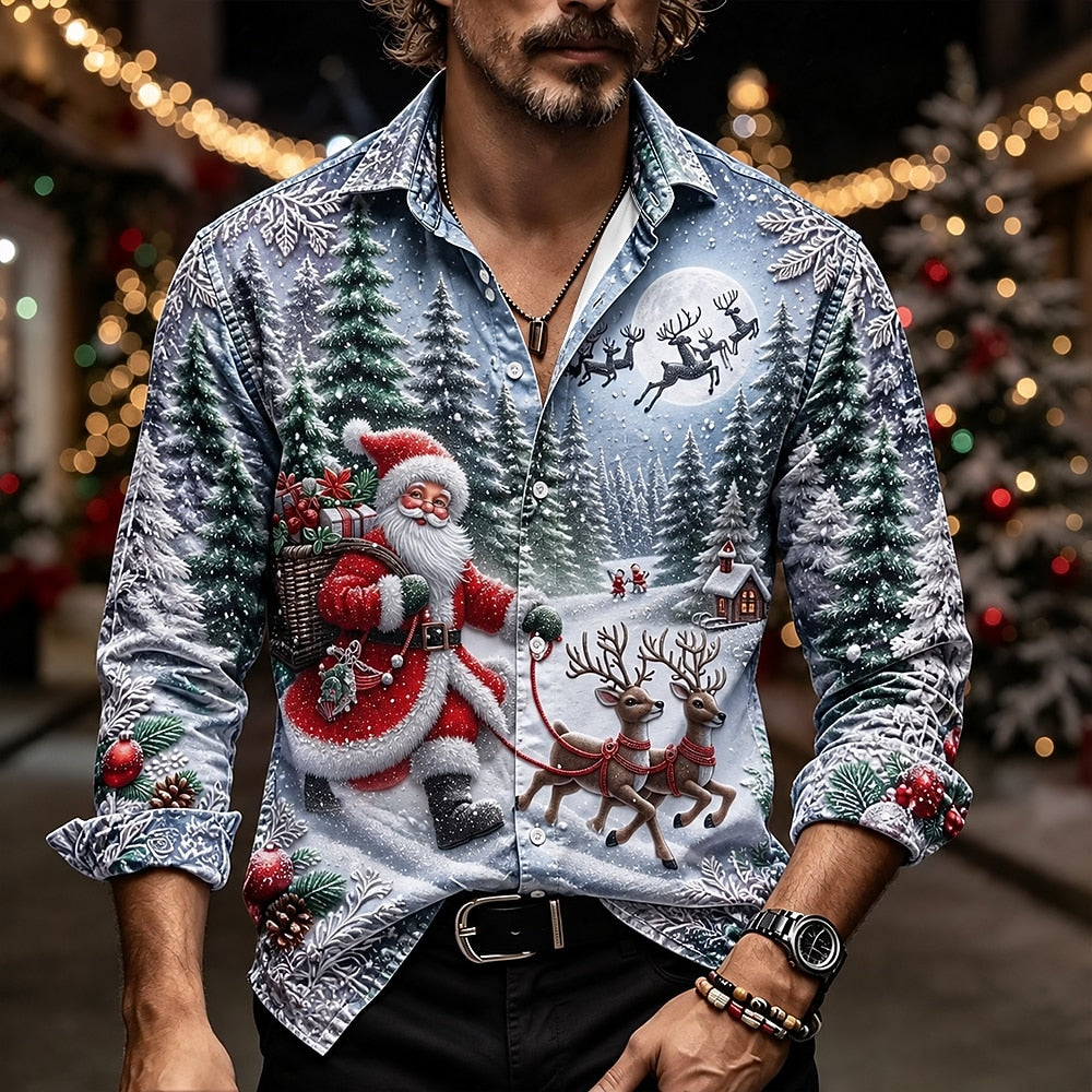 Men's Christmas Graphic Modern Shirt