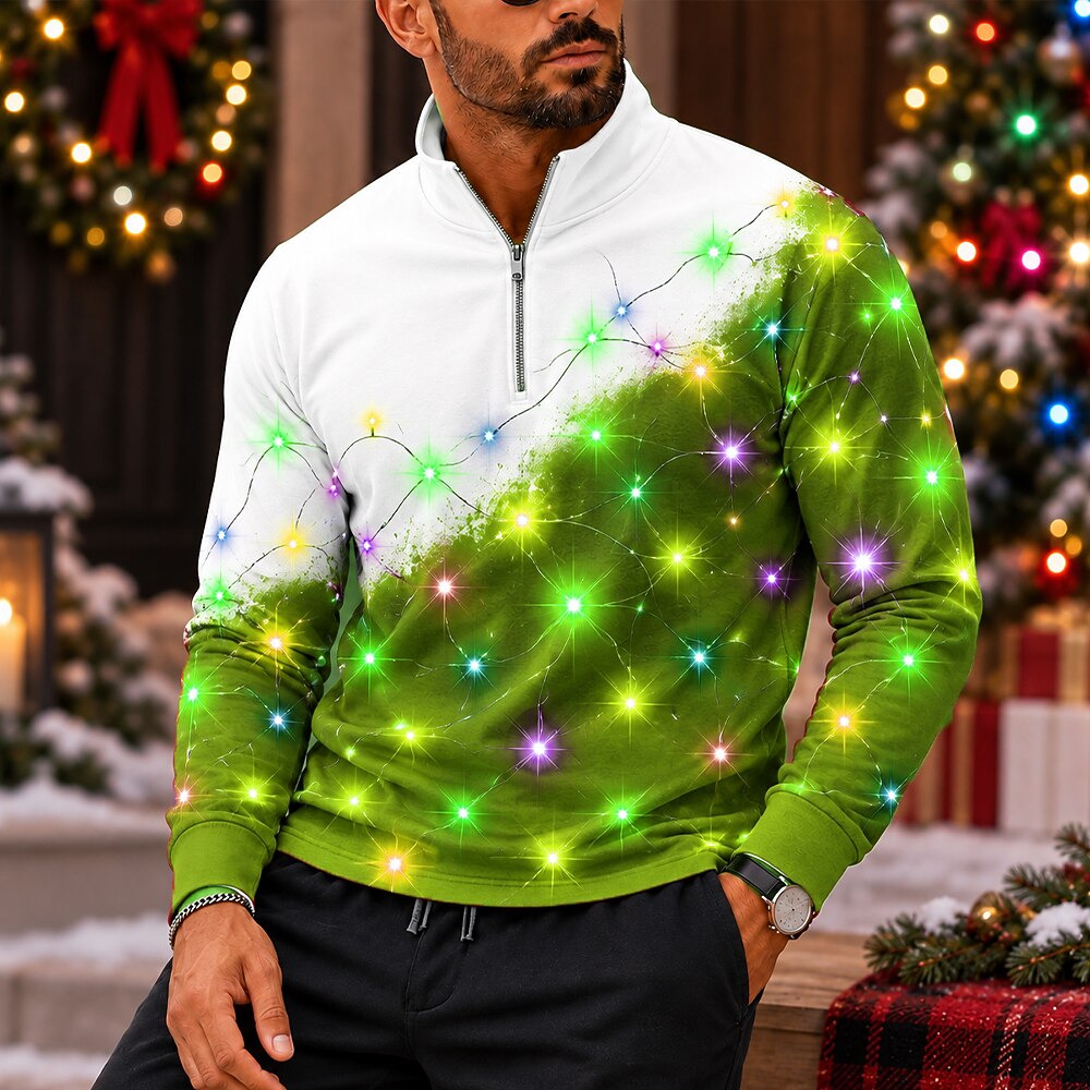 Christmas Lantern Quarter Zip Polo Shirt