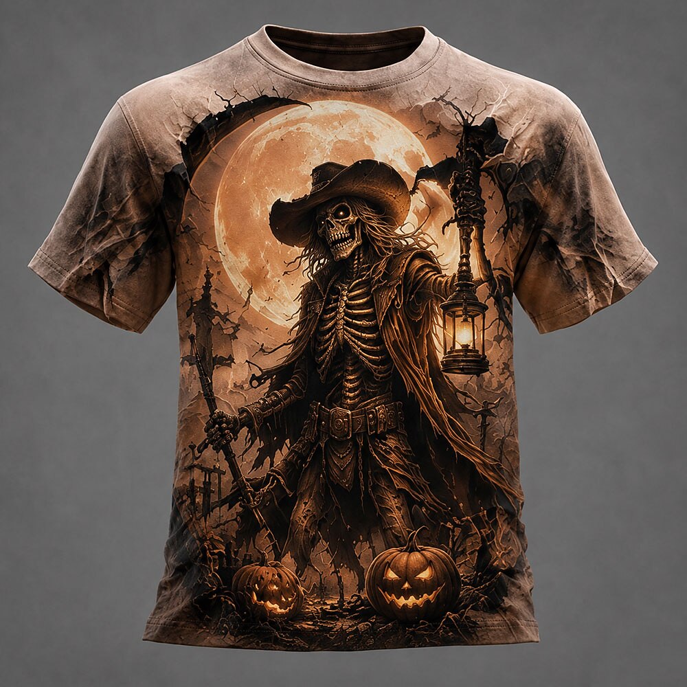 Men's Moon Grim Reaper Skull Tee