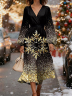 Women's Christmas Graphic Vintage Dress