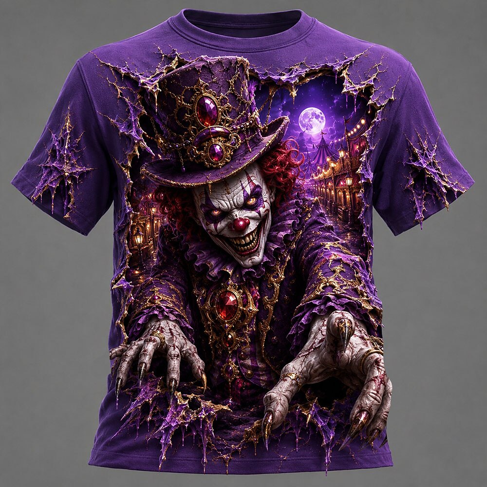 Men's Vivid Creepy Clown Halloween Tee