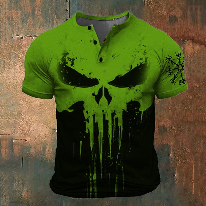 Men's Viking Skull Halloween Henley