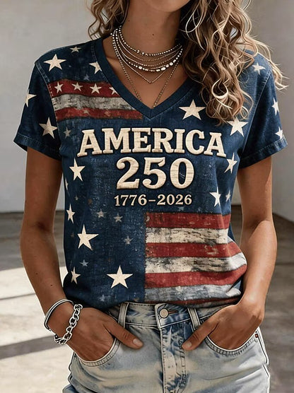 Women's Freedom Letter Flag Tee