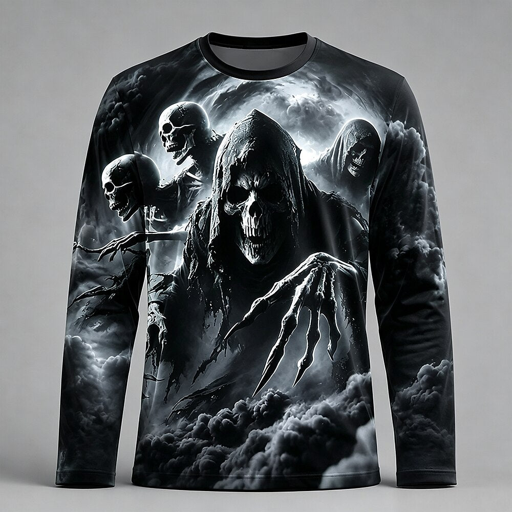 Men's Skull Skeleton Long Sleeve Tee