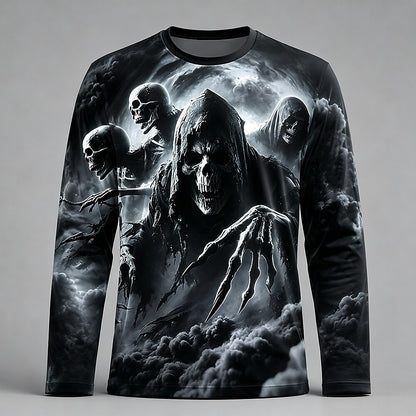 Men's Skull Skeleton Long Sleeve Tee