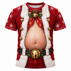 Christmas Santa Fake Belly Graphic T-Shirt