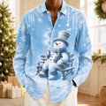 Christmas Snowman Button Casual Shirt