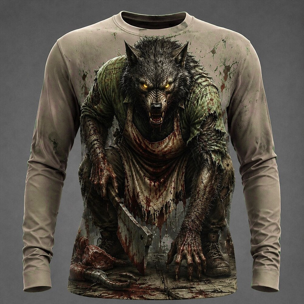 Men's Werewolf Horror 3D Print Tee