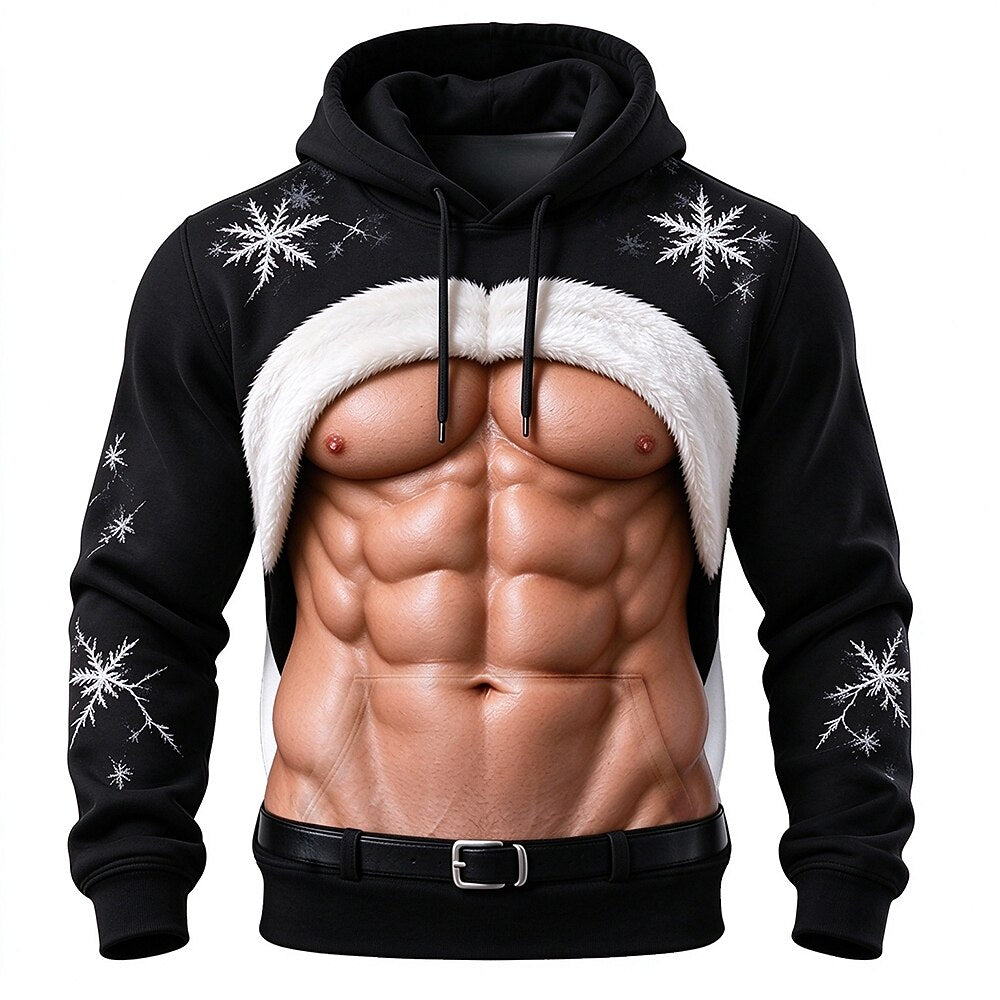 Men's Muscle Print Holiday Costume Hoodie