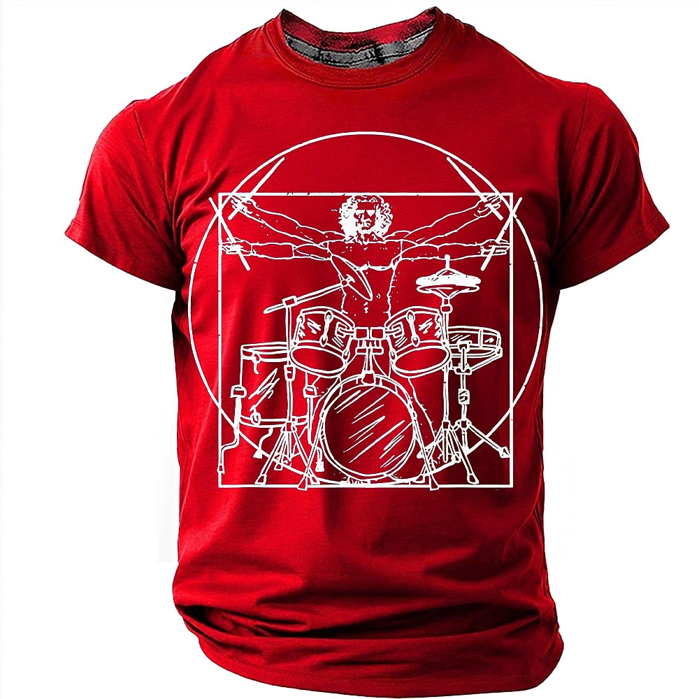 Men's Vitruvian Drummer Parody Graphic Tee