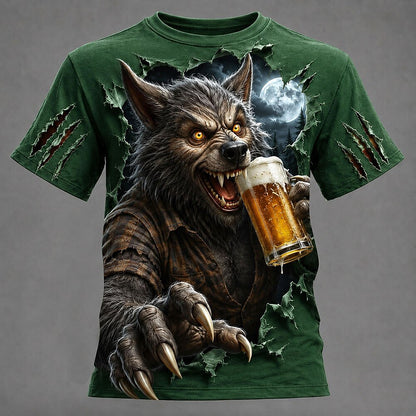 Men's Werewolf Shadow Graphic Casual Tee