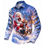 Men's Santa Claus Pattern Button Up Shirt