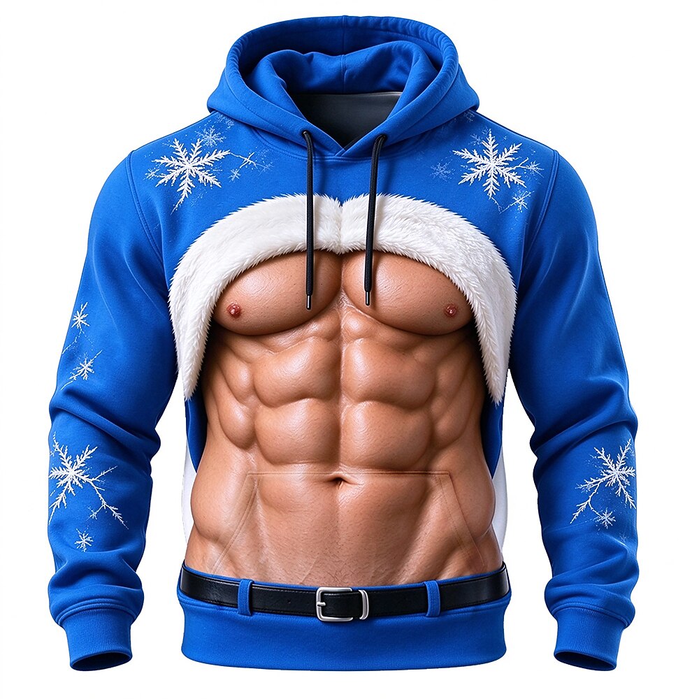 Men's Muscle Print Holiday Costume Hoodie