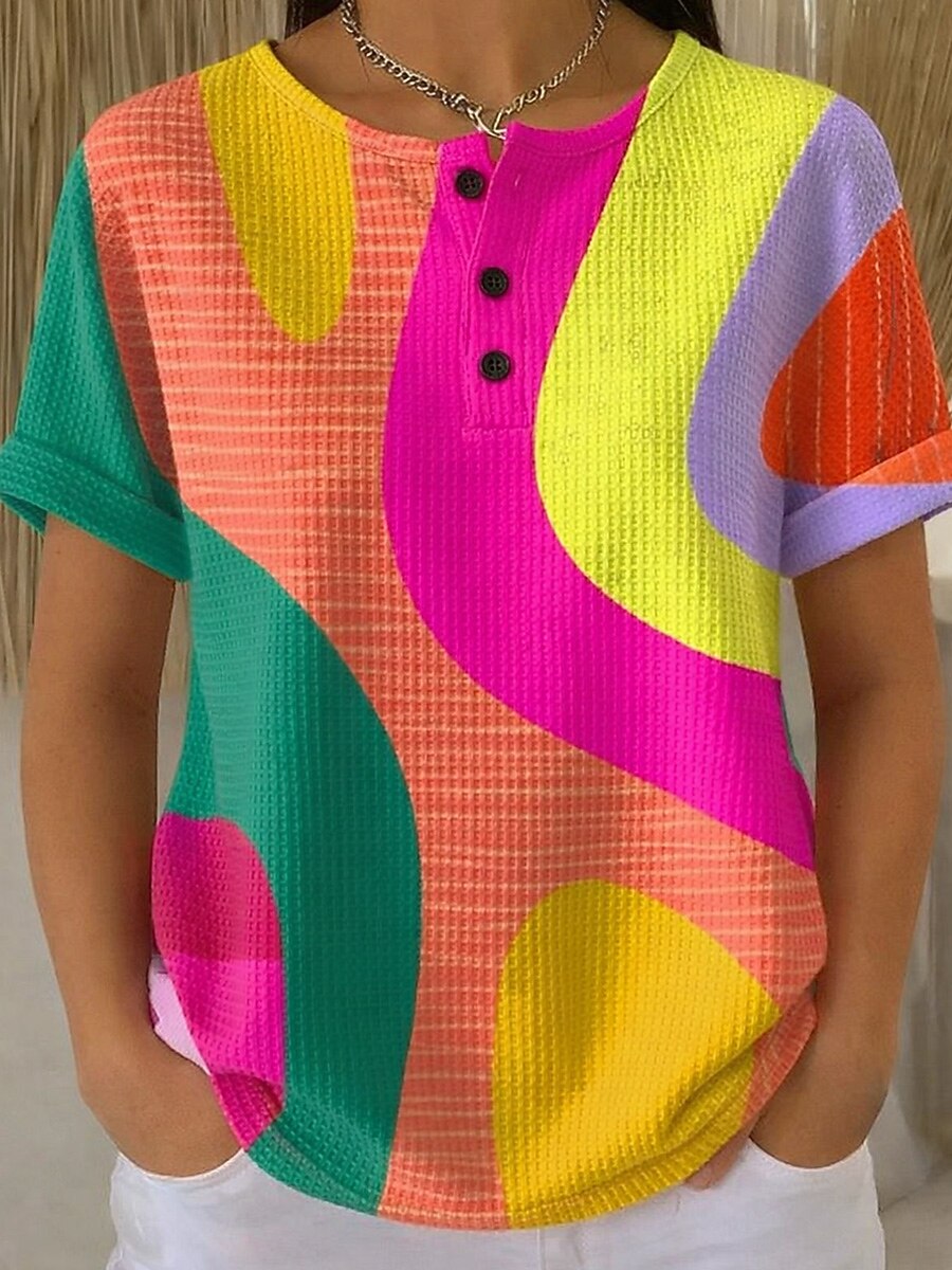 Women's Abstract Colorblock Art Graphic Tee