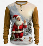 Santa Claus Christmas Long Sleeve Henley