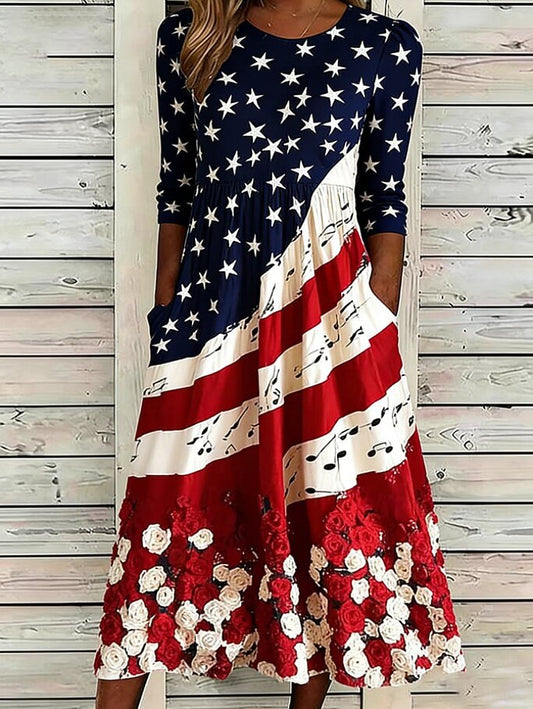 Women's Liberty Flag Midi Dress