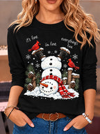 Snowman Graphic Christmas Long Sleeve Shirt