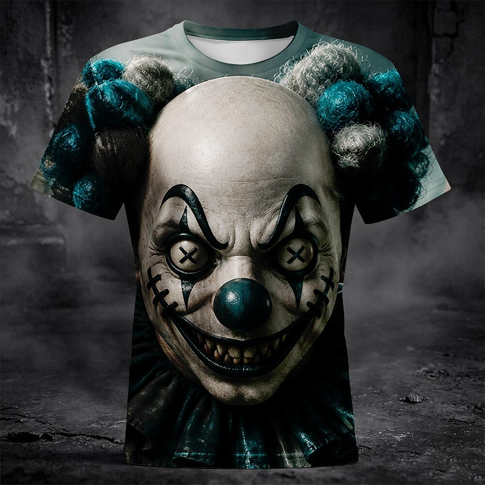 Men's Halloween Illusion Horror Clown Tshirt