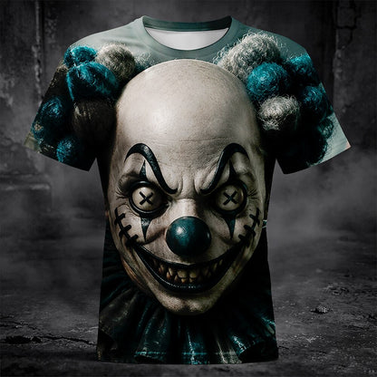 Men's Halloween Illusion Horror Clown Tshirt