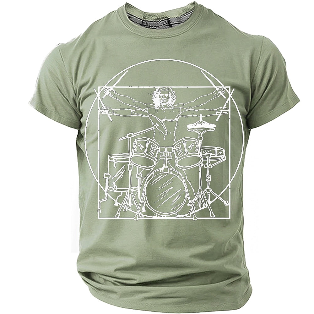 Men's Vitruvian Drummer Parody Graphic Tee