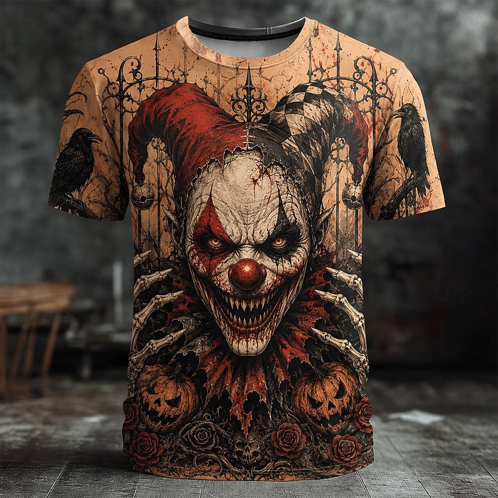 Men's Dark Creepy Clown Print Tee