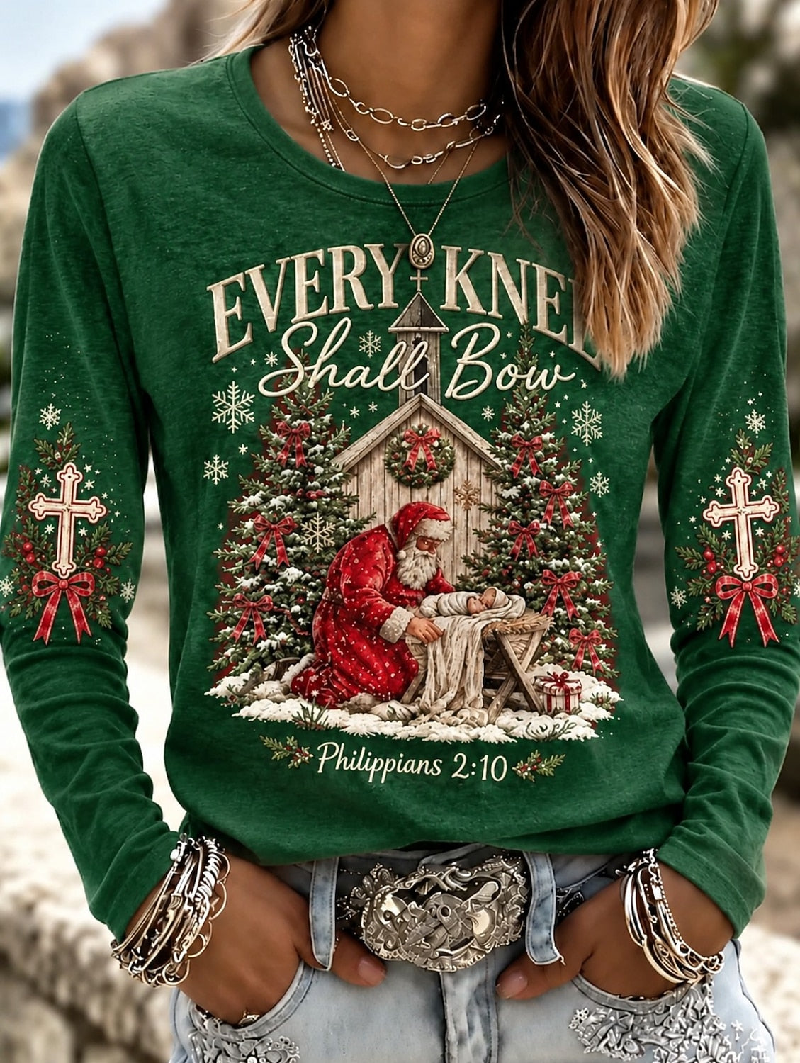 Santa Claus Graphic Women's Christmas Shirt
