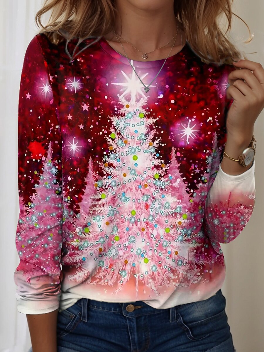 Women's Christmas Tree Stylish Longsleeve Tee