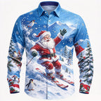Men's Santa Claus Panel Button Up Shirt