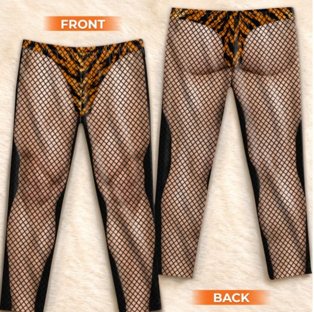 Fishnet Stockings Print Christmas Pajama Pants