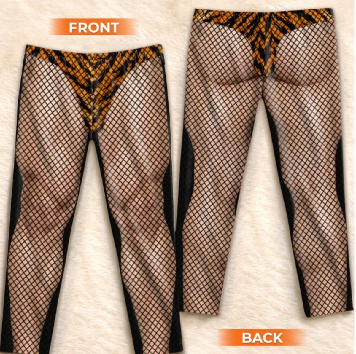 Fishnet Stockings Print Christmas Pajama Pants