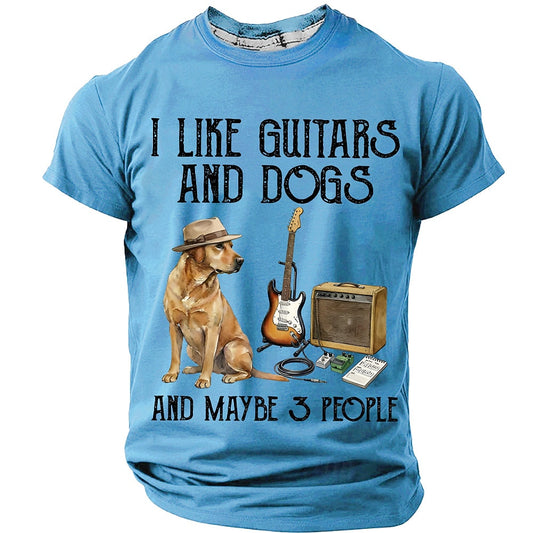 Men's Guitars Dogs Humor Graphic Tee