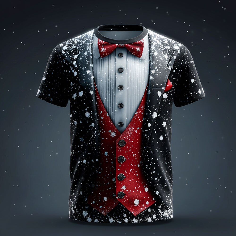 Men's Christmas Red Tuxedo Costume Tee