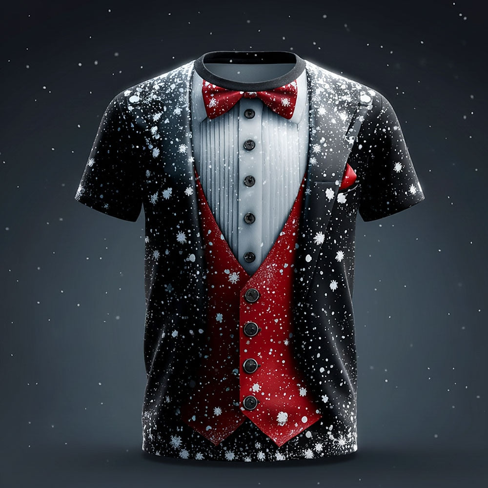 Men's Christmas Formal Black Tuxedo T-Shirt