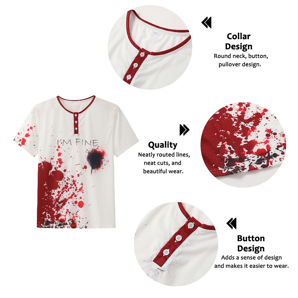 Men's Halloween Haunted Print Henley
