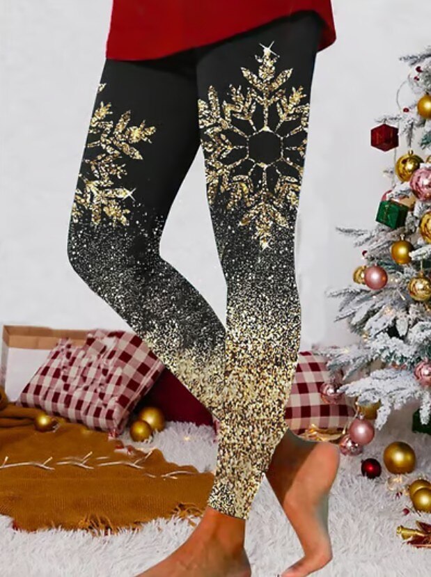 Colorful Christmas Print Thermal Leggings