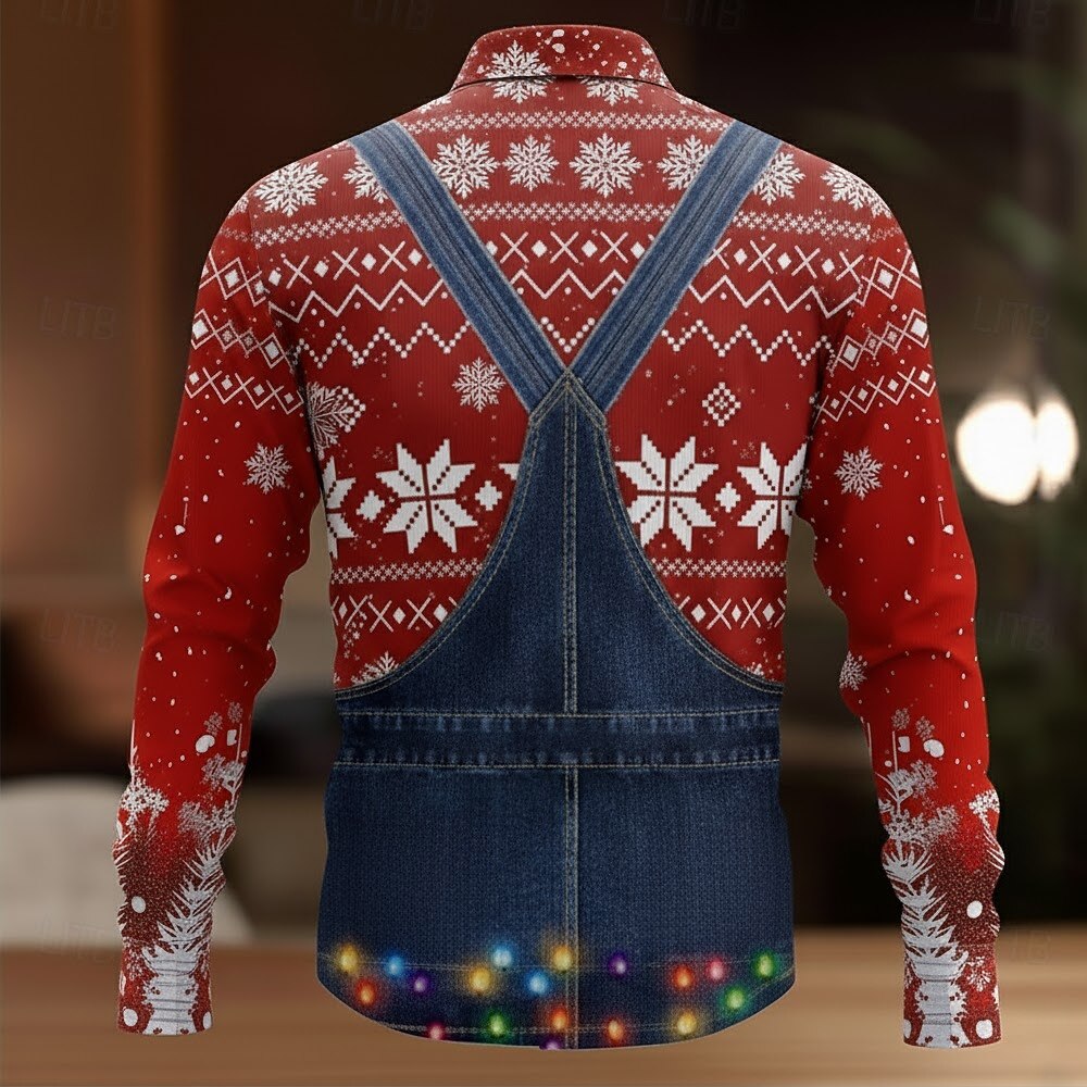 Christmas Rooster Animal Costume Button Shirt