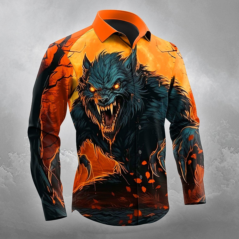 Men's Wolf Gothic Button Up Shirt