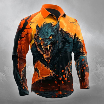 Men's Wolf Gothic Button Up Shirt