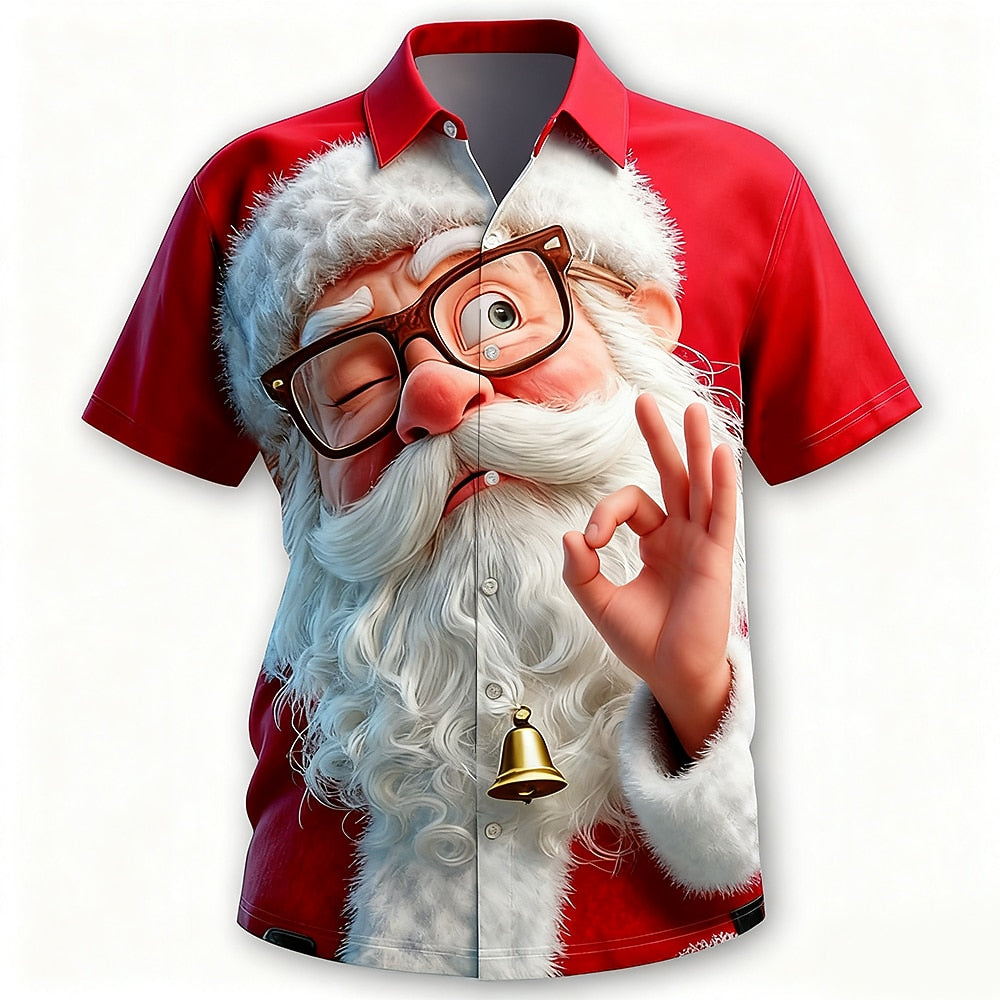 Santa Smile Christmas Short Sleeve Shirt
