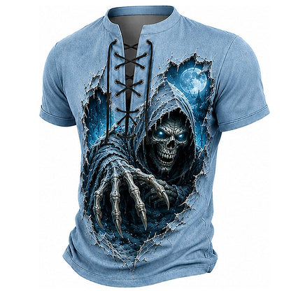 Men's Retro Grim Reaper Henley Tee