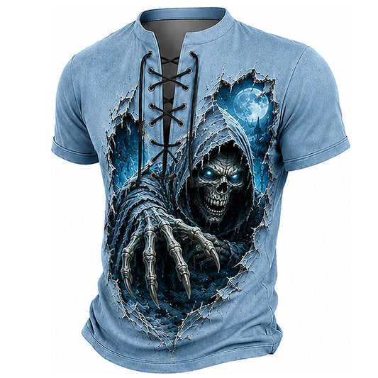 Men's Retro Grim Reaper Henley Tee