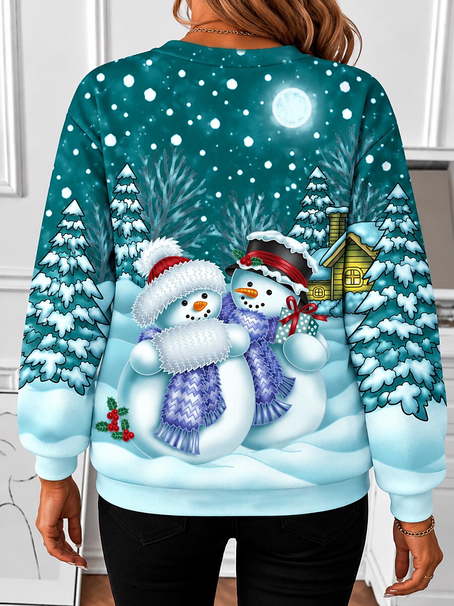 Women's Snowman Print Quarter Zip Sweatshirt