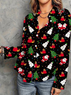 Women's Vintage Christmas Tree Button Shirt