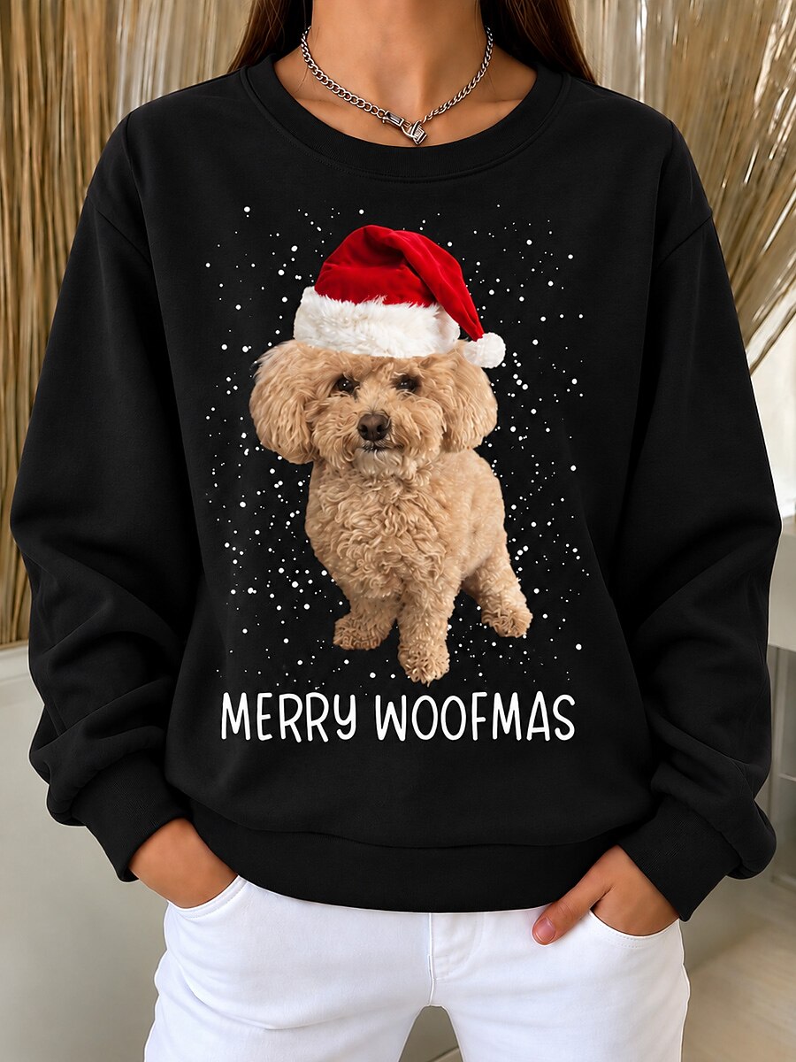 Animal Print Christmas Longline Pullover Sweatshirt