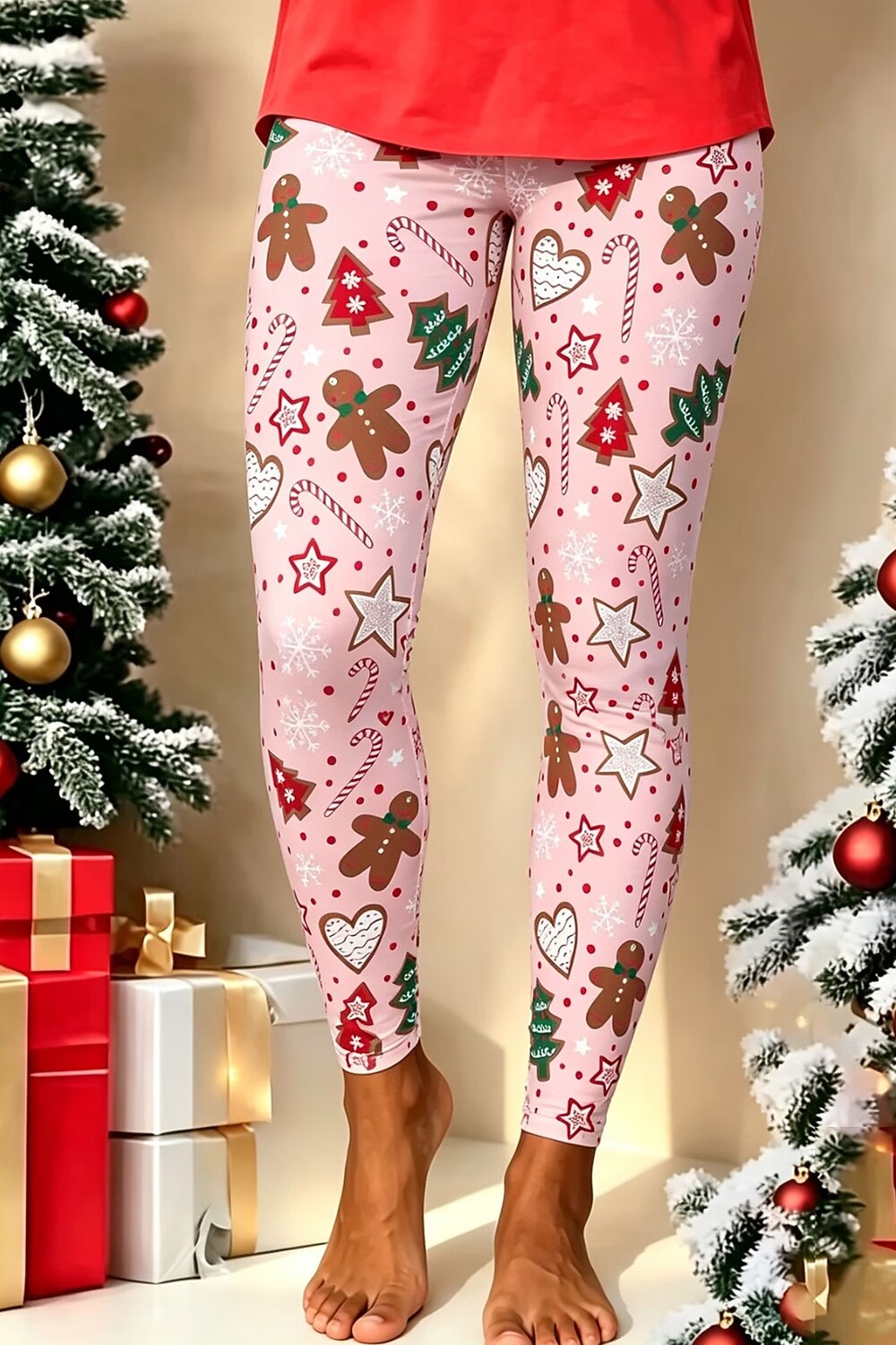 Snowman Tree Snowflake Christmas Capri Shorts