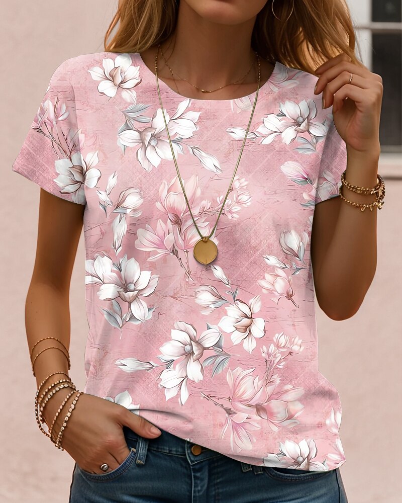 Women's Colorful Garden Floral Graphic Tee