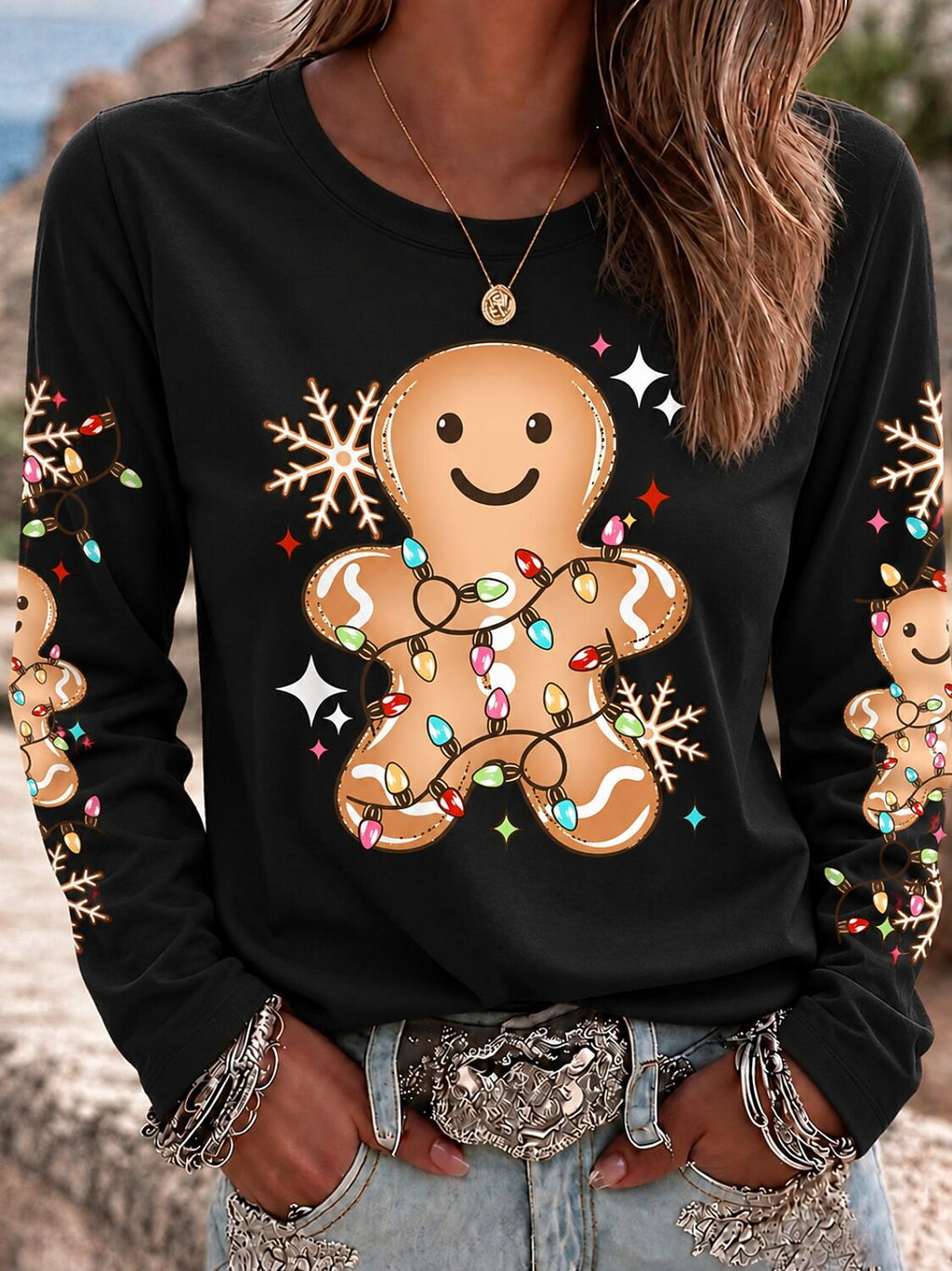 Black Santa Claus Graphic Christmas Shirt
